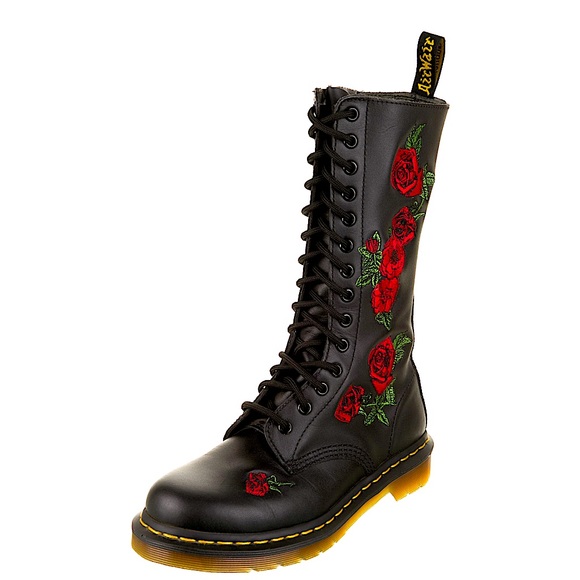 NEW DR MARTENS 1914 VONDA LEATHER Floral Mid-calf lace up AND ZIPPERED Boots! - Picture 3 of 16